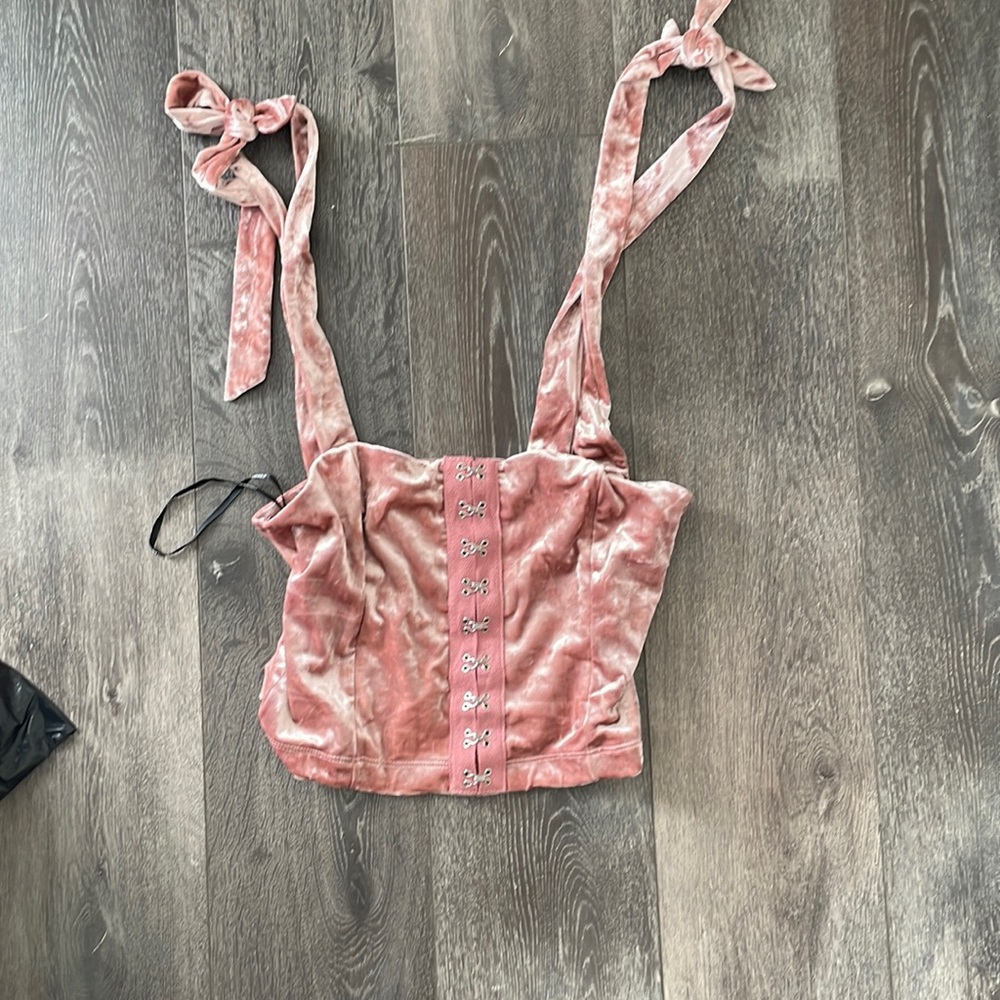 Pink velvet crop top going out